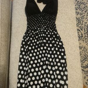 Elegant Black and White Polka Dot Dress